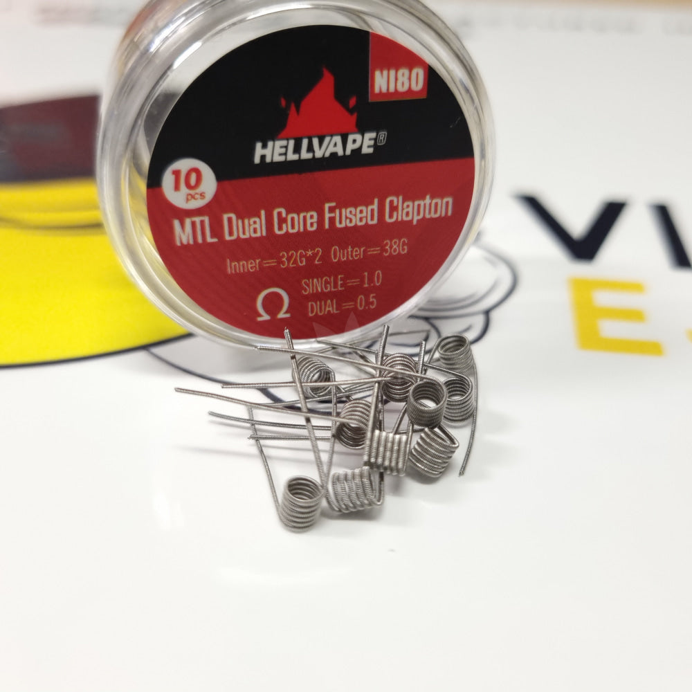 Hellvape Mtl Dual Core Fused Clapton Ni80 1.0Ohm Coils (10Pk) Prebuilt Coil